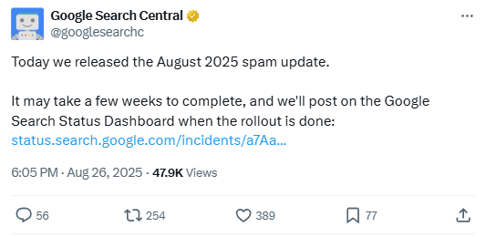 update anti-spam d’août 2025