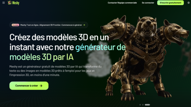 Page d accueil de Meshy, generateur de modeles 3D par intelligence artificielle
